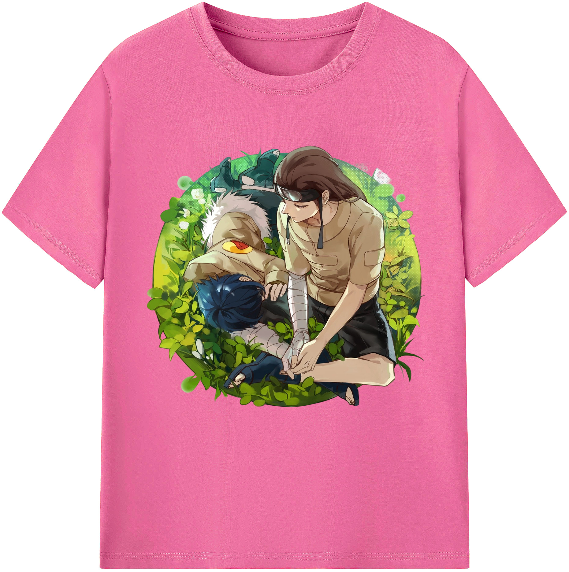 （画像用） NARUTO -ナルト- 日向ネジ Hyūga Neji レディースカジュアルプリントTシャツ（綿100％）